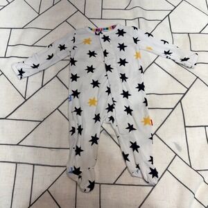 Magnetic Me Newborn Star Print Magnetic Modal Footie Sleeper White Black Yellow